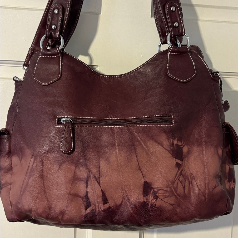 Angel Barcelo Burgundy Hobo Shoulder Bag - Picture 9 of 14